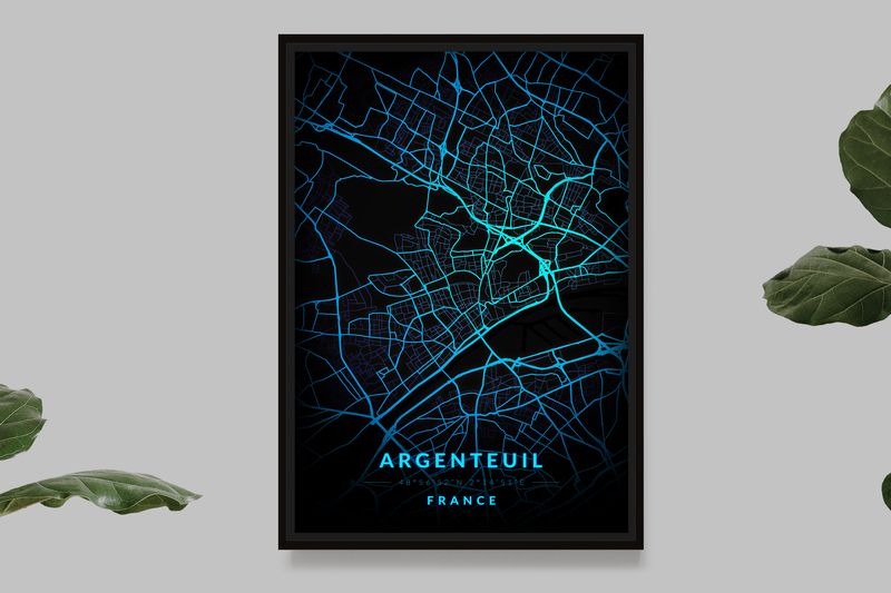 Argenteuil - Carte Neon Bleu