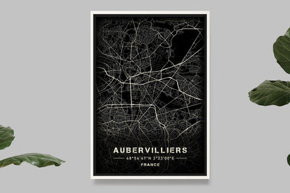 Aubervilliers - Carte Noir et Blanc