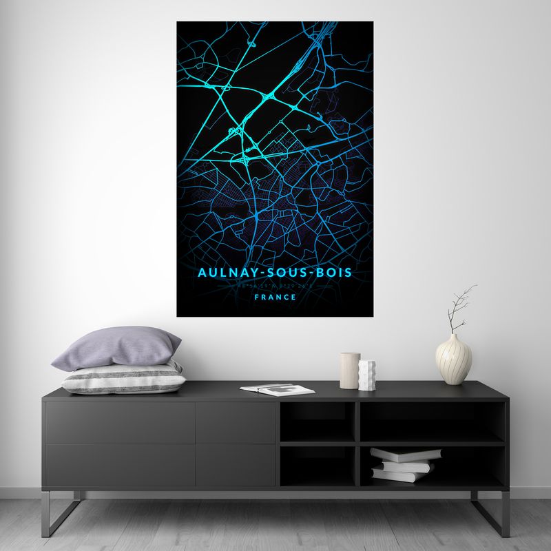 Aulnay-sous-Bois - Blue Neon Map