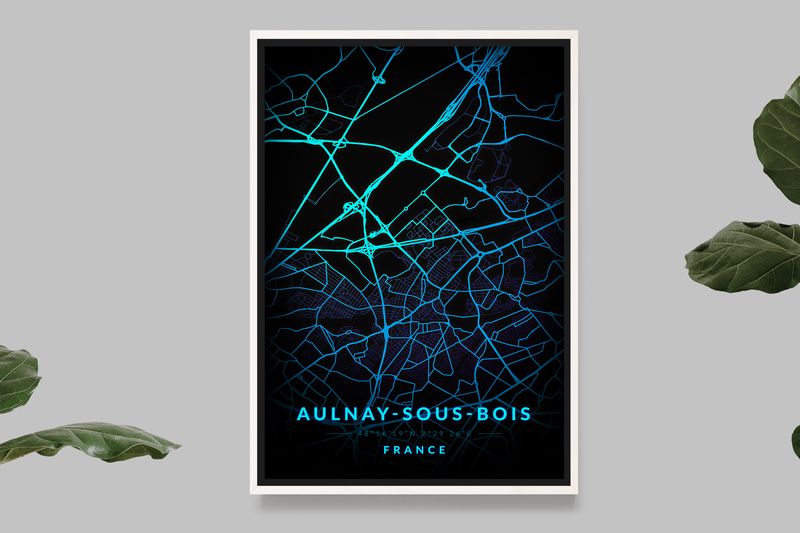 Aulnay-sous-Bois - Carte Neon Bleu