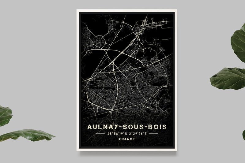 Aulnay-sous-bois - Black and White Map