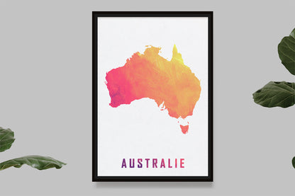 Australie - Carte Aquarelle