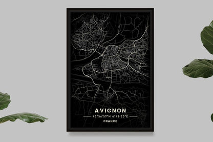 Avignon - Black and White Map