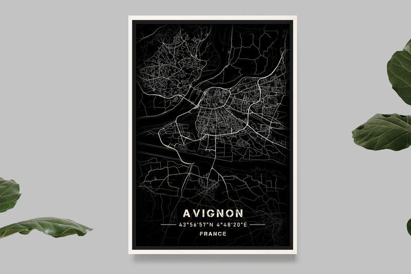 Avignon - Black and White Map