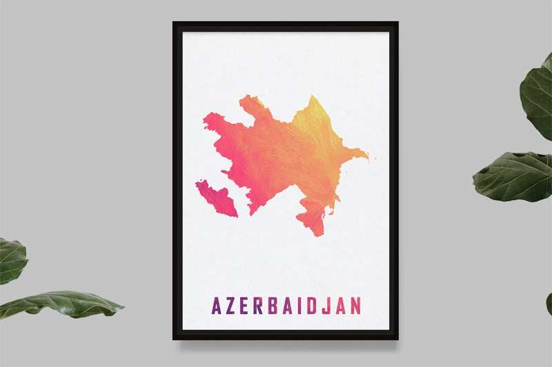 Azerbaidjan - Carte Aquarelle