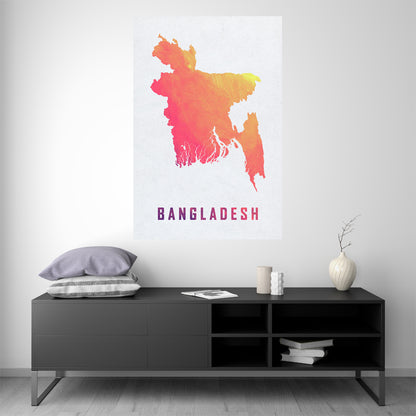 Bangladesh - Carte Aquarelle