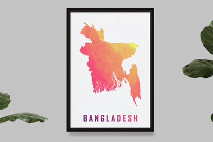 Bangladesh - Carte Aquarelle