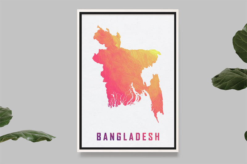 Bangladesh - Carte Aquarelle