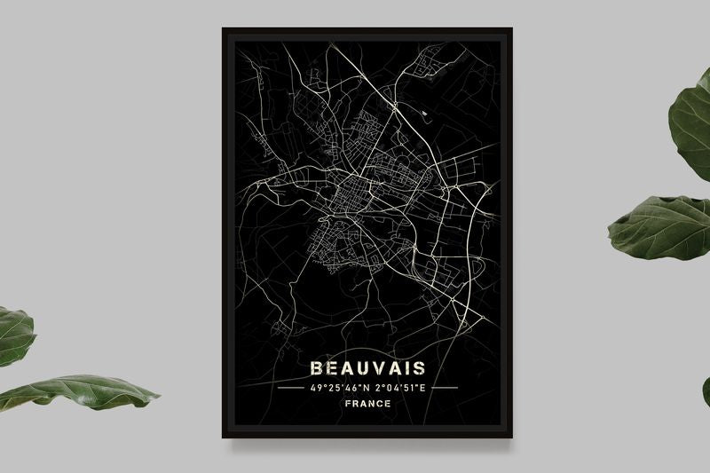 Beauvais - Black and White Map