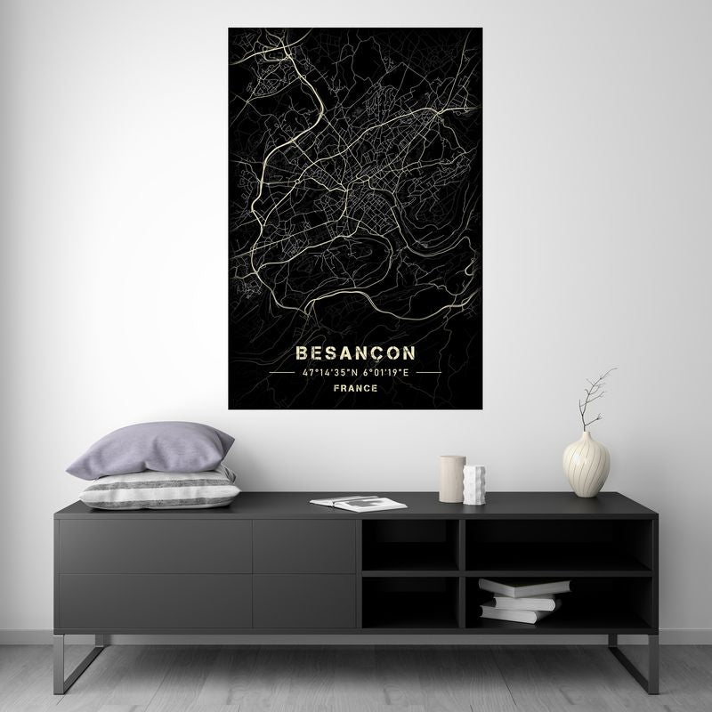 Besançon - Black and White Map