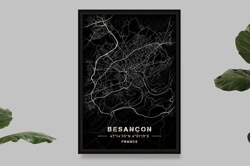 Besançon - Black and White Map