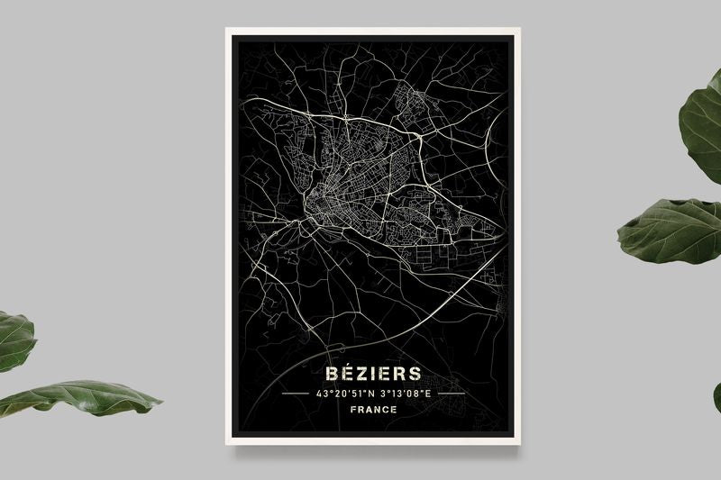 Béziers - Black and White Map
