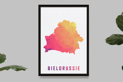 Biélorussie - Carte Aquarelle