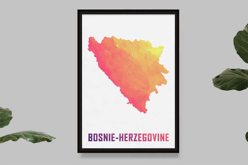 Bosnie-Herzegovine - Carte Aquarelle