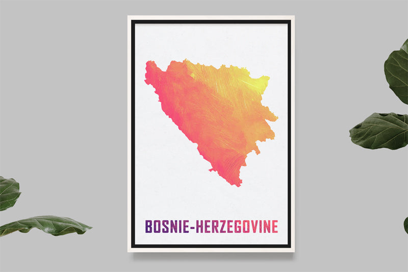 Bosnie-Herzegovine - Carte Aquarelle