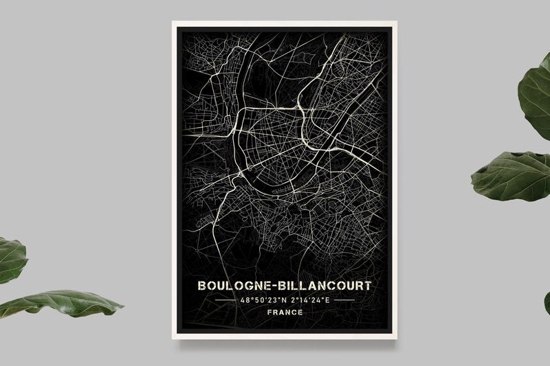 Boulogne-Billancourt - Black and White Map