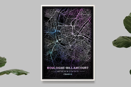 Boulogne-Billancourt - Carte Pastel