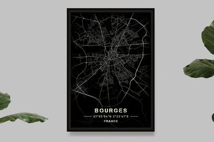 Bourges - Black and White Map