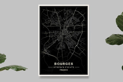 Bourges - Black and White Map