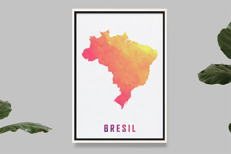 Brésil - Carte Aquarelle