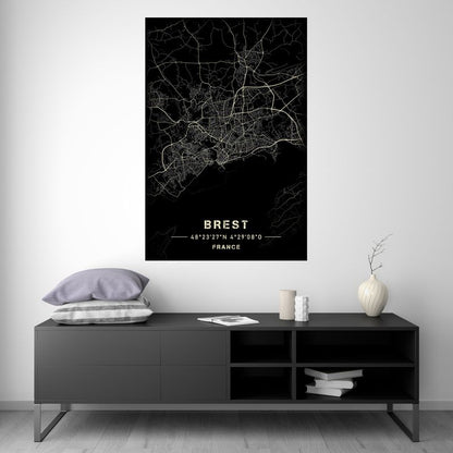 Brest - Black and White Map