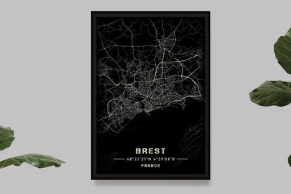 Brest - Black and White Map