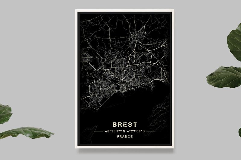 Brest - Black and White Map