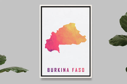 Burkina Faso - Carte Aquarelle