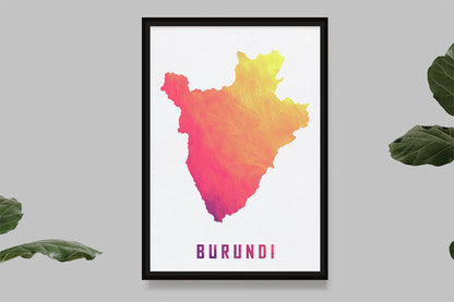 Burundi - Carte Aquarelle