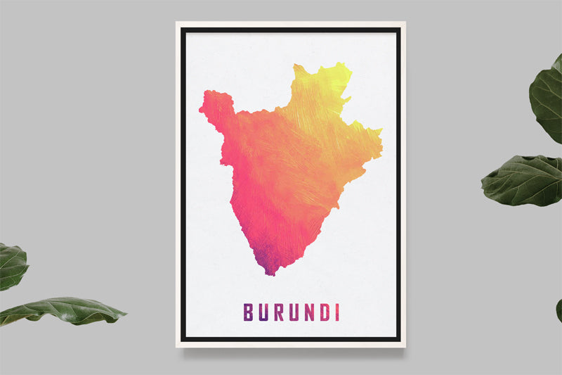 Burundi - Carte Aquarelle