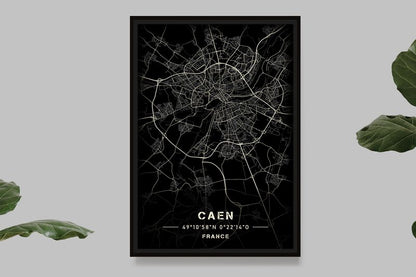 Caen - Black and White Map