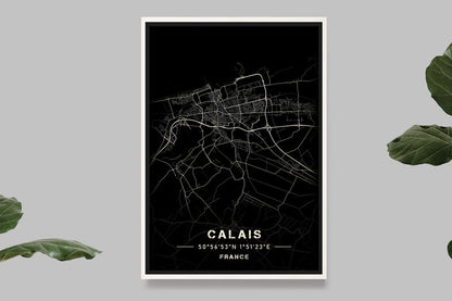 Calais - Black and White Map