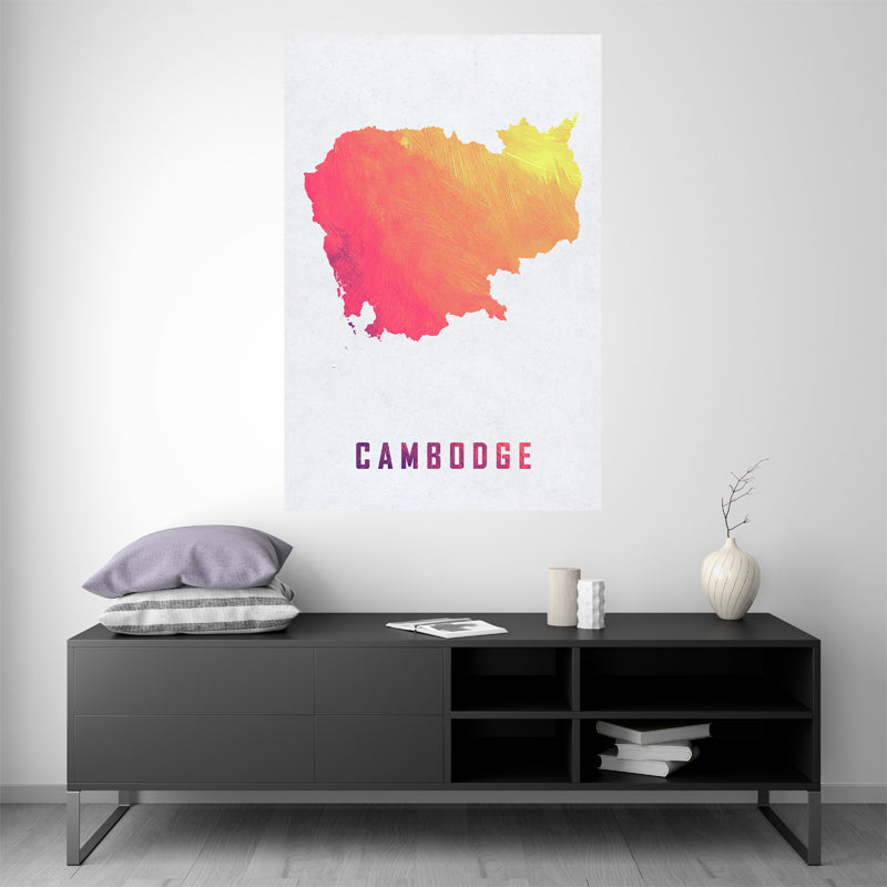 Cambodia - Watercolor Map