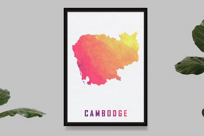 Cambodia - Watercolor Map