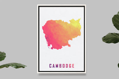 Cambodia - Watercolor Map