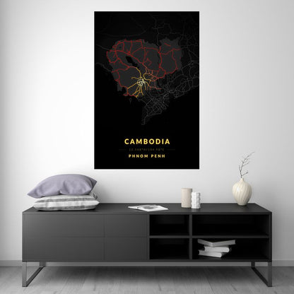 Cambodia - Vintage Map