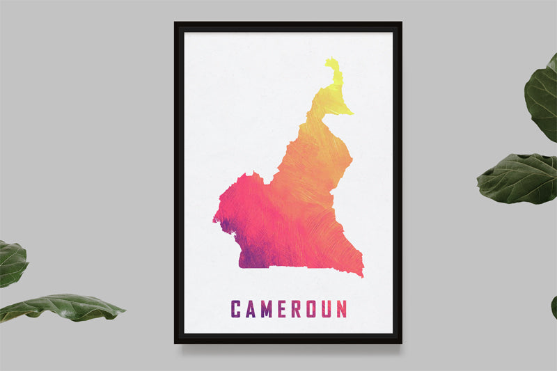 Cameroun - Carte Aquarelle