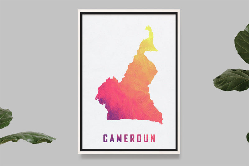Cameroun - Carte Aquarelle