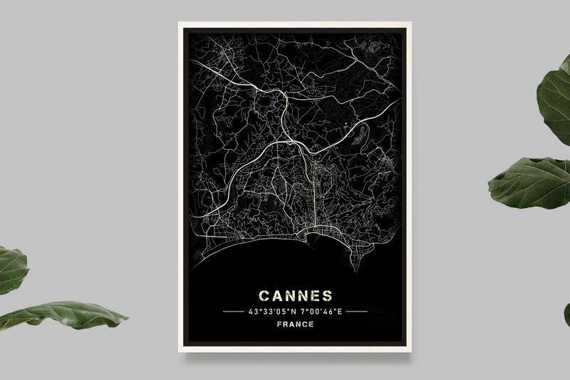 Cannes - Black and White Map