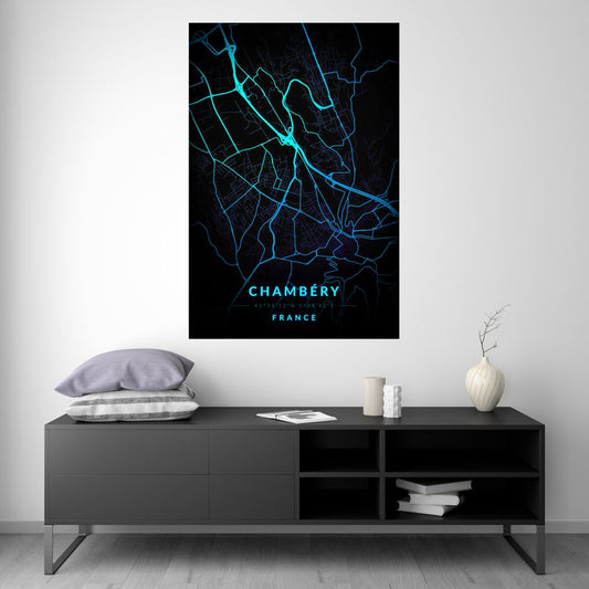 Chambéry - Carte Neon Bleu