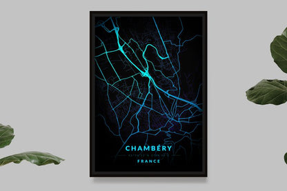 Chambéry - Carte Neon Bleu