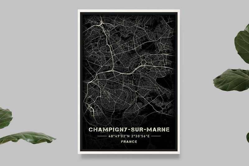 Champigny-sur-Marne - Black and White Map