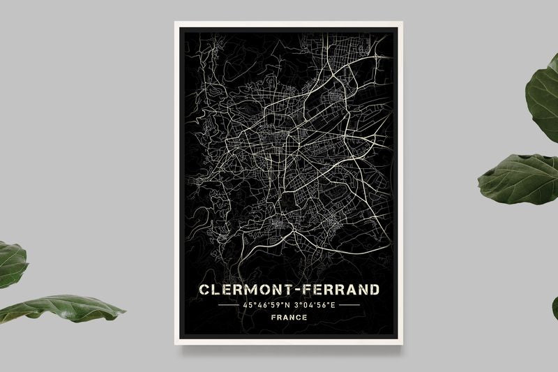Clermont-Ferrand - Black and White Map