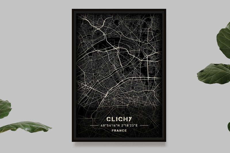 Clichy - Black and White Map