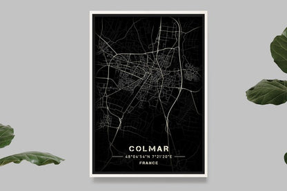 Colmar - Black and White Map