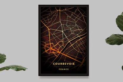 Courbevoie - Vintage Map