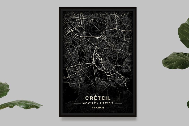 Créteil - Black and White Map