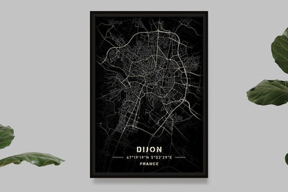 Dijon - Black and White Map