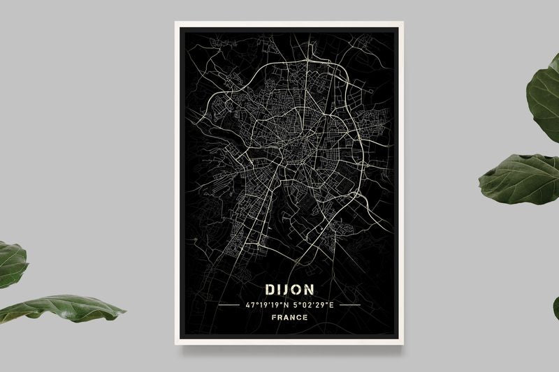 Dijon - Black and White Map