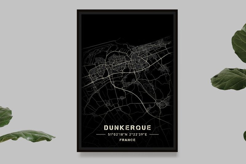 Dunkirk - Black and White Map
